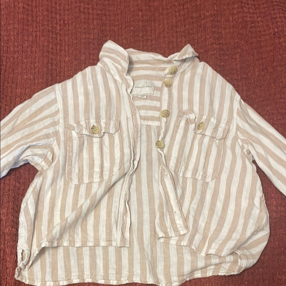 Kids Striped Shirt - Beige and White